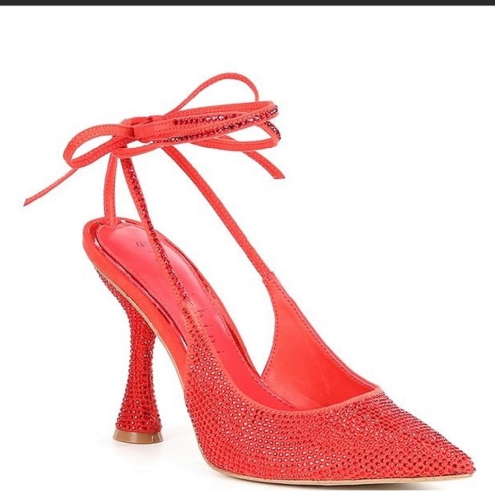 Gianni Bini Alexi Rhinestone Embellished Ankle Wrap Pointed Toe Pumps